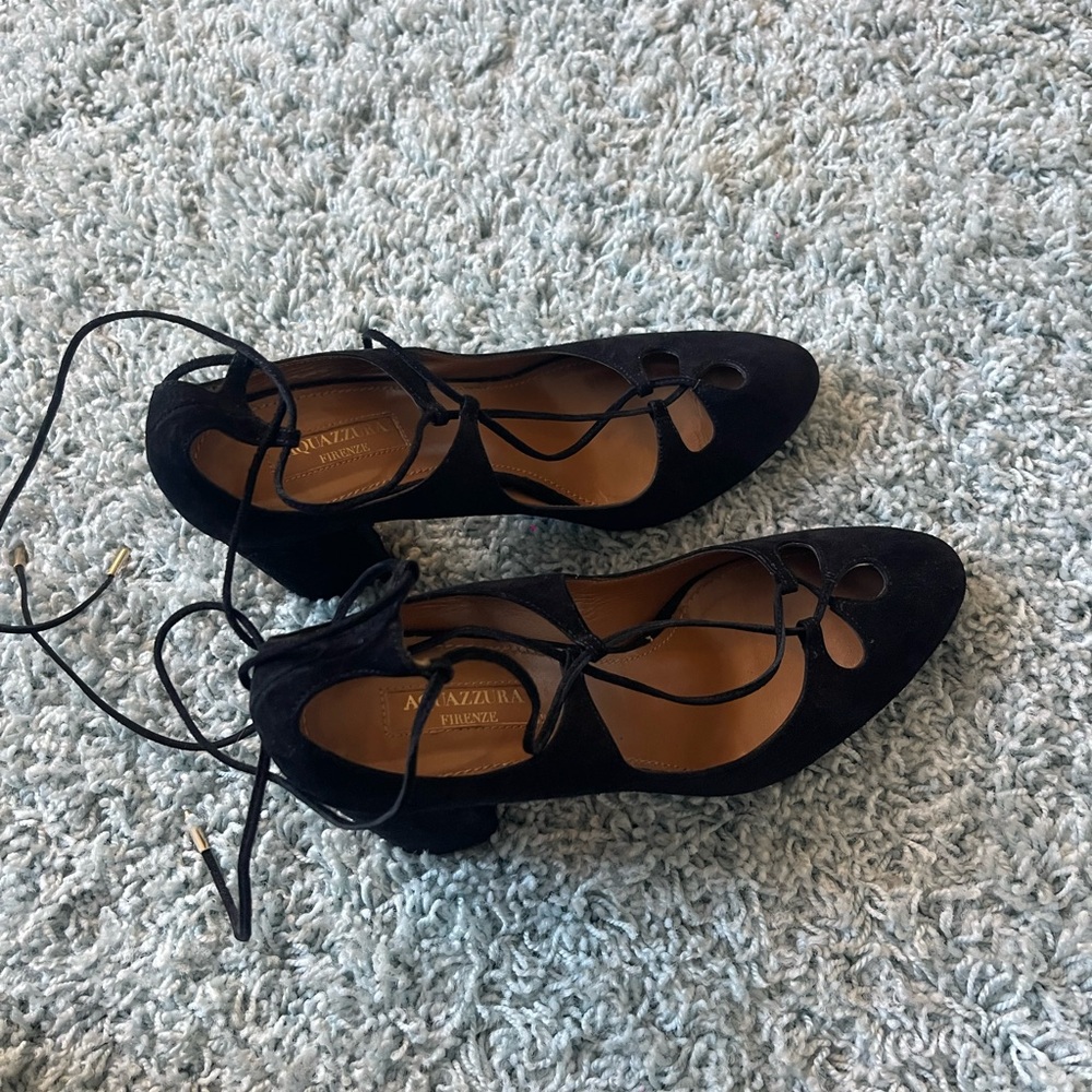 Aquazzura Elegant Black Lace-Up heels